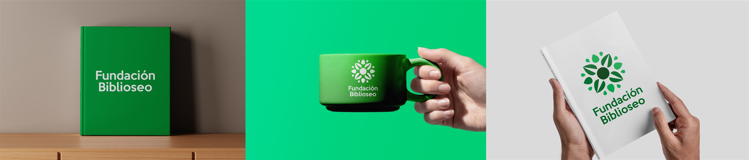 Aplicaciones de Biblioseo en libreta, taza y libro