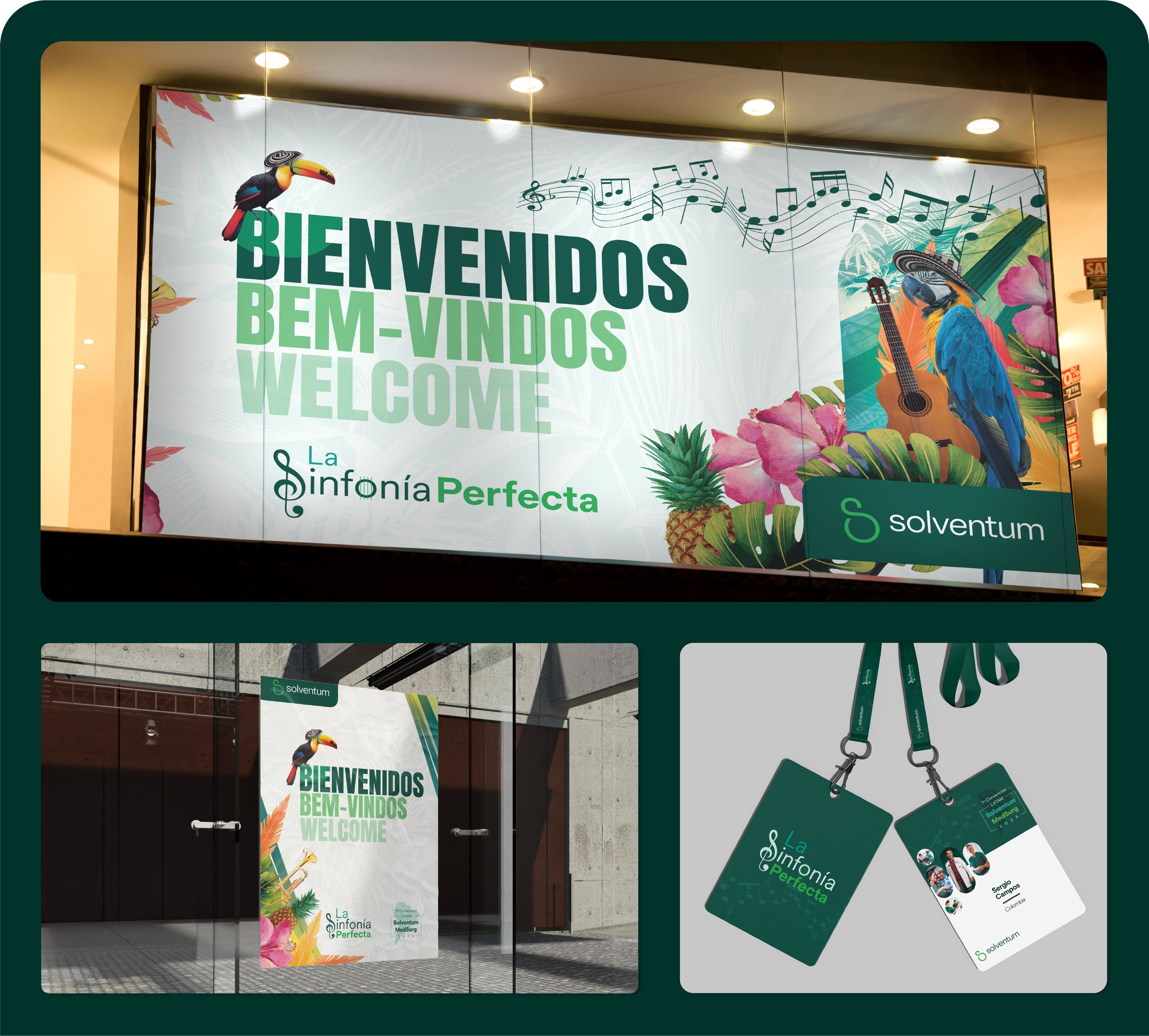 Aplicaciones de La Sinfonía Perfecta en bienvenida, señalización y credenciales