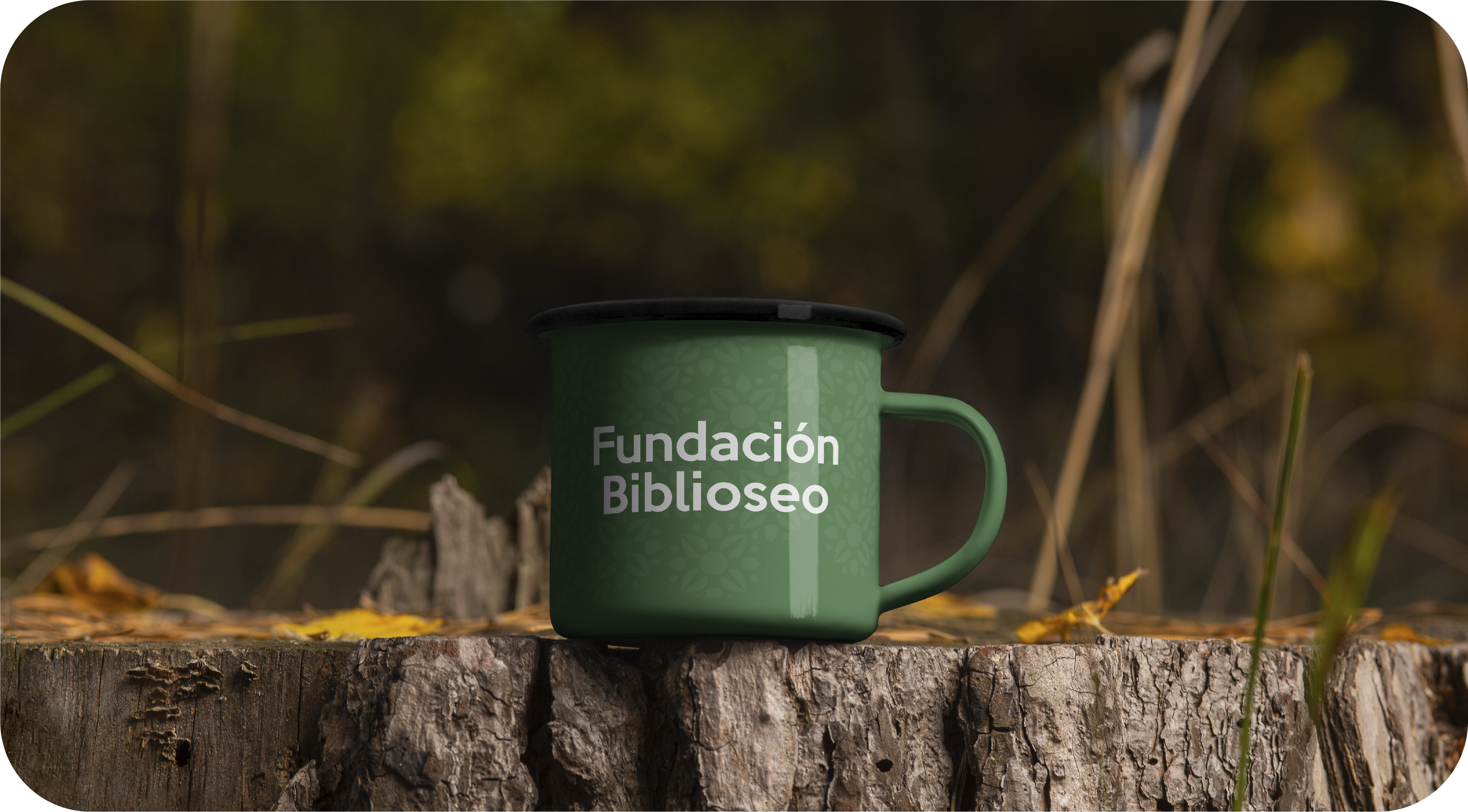 Aplicación de marca Fundación Biblioseo en un pocillo