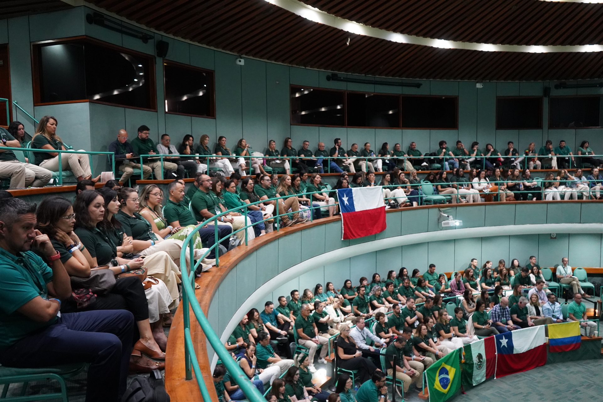 Asistentes internacionales reunidos en el auditorio