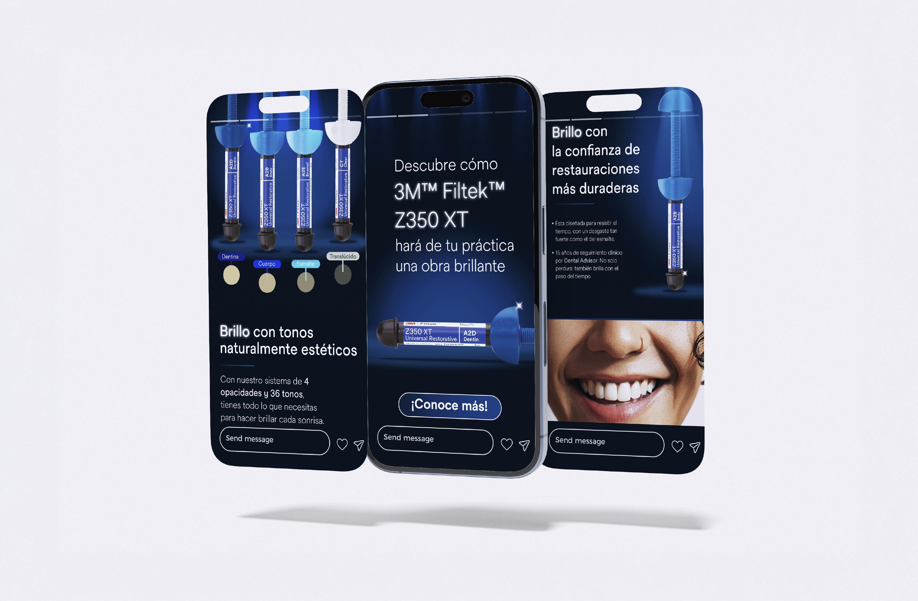 Piezas publicitarias para redes sociales de Filtek Z350 XT